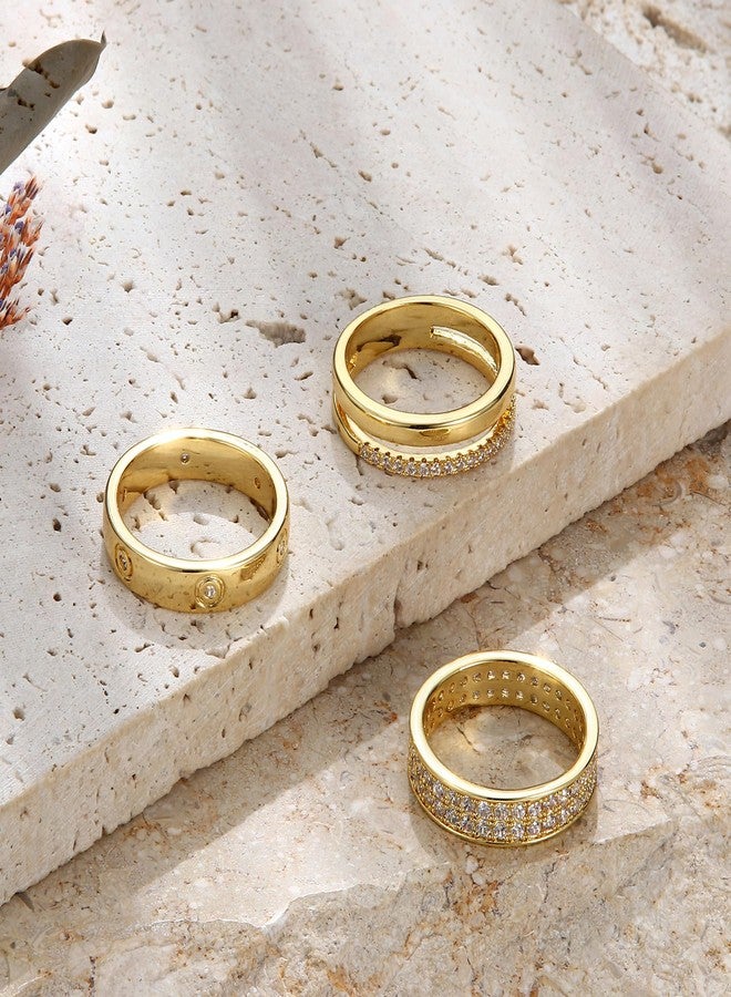 THUNARAZ 18K Gold Plated Dainty Stacked Rings Women - Elegant Stackable Ring Sets for Women | Gold Cubic Zirconia Thumb Rings | Non Tarnish Wedding Bands | Promise Stacking Ring Jewelry 5 - Image 4