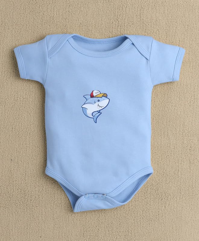BUMZEE Baby Boys Cotton Half Sleeves Gift Set Sky Blue & White - 0-3 Months (Peb10577-sbl) - Image 5