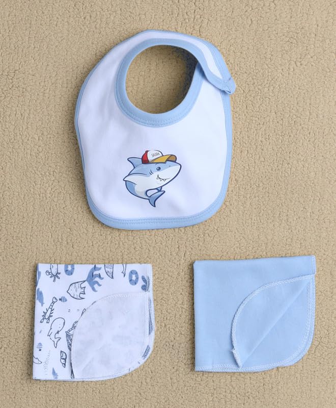 BUMZEE Baby Boys Cotton Half Sleeves Gift Set Sky Blue & White - 0-3 Months (Peb10577-sbl) - Image 2