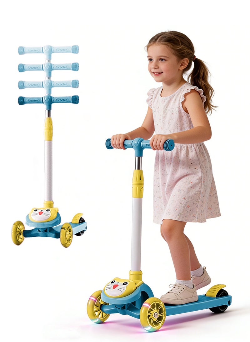 Shuer Kids Kick Scooters, with Flashing Wheel and Adjustable Height Foldable Scooter for Children, for 1-6 Years Boys and Girls Indoor Outdoor - Image 1