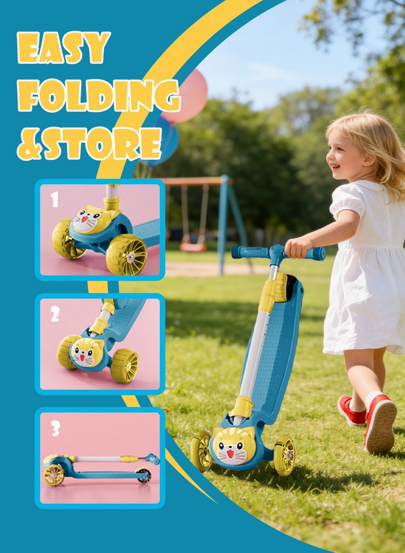 Shuer Kids Kick Scooters, with Flashing Wheel and Adjustable Height Foldable Scooter for Children, for 1-6 Years Boys and Girls Indoor Outdoor - Image 4