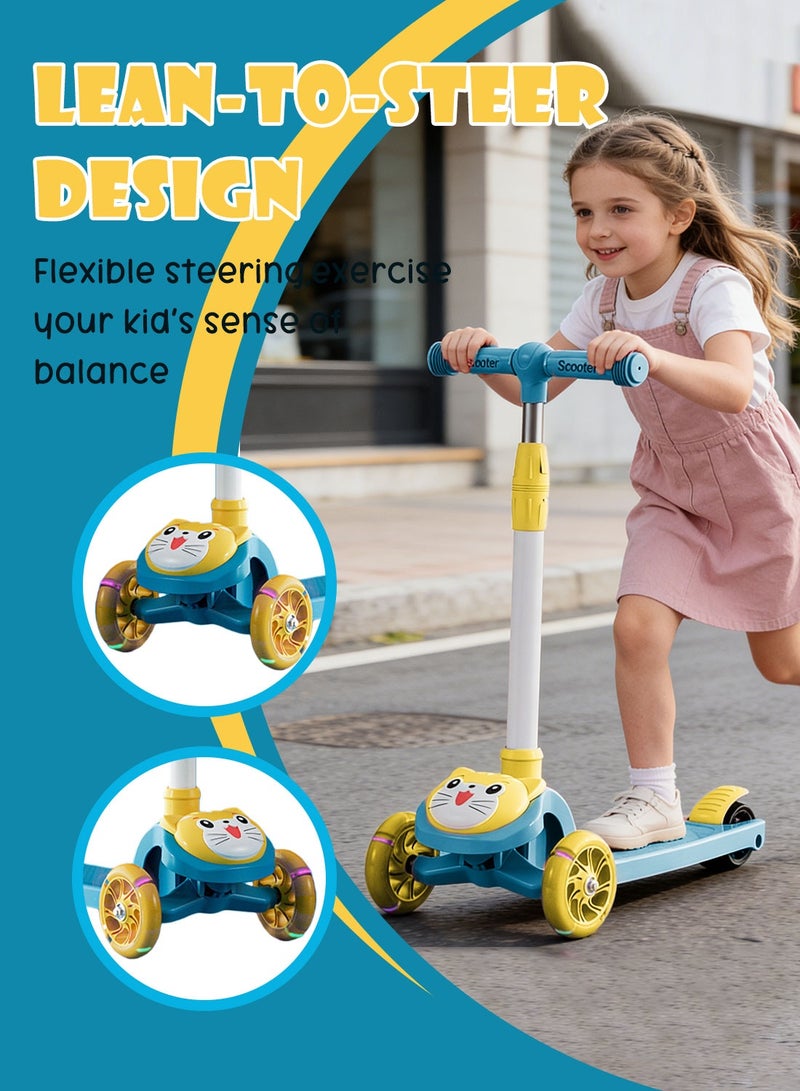 Shuer Kids Kick Scooters, with Flashing Wheel and Adjustable Height Foldable Scooter for Children, for 1-6 Years Boys and Girls Indoor Outdoor - Image 3