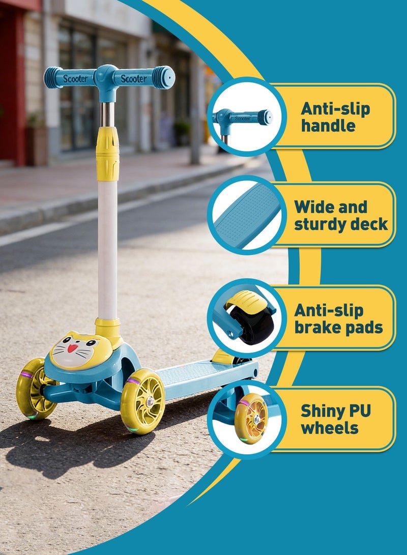 Shuer Kids Kick Scooters, with Flashing Wheel and Adjustable Height Foldable Scooter for Children, for 1-6 Years Boys and Girls Indoor Outdoor - Image 2