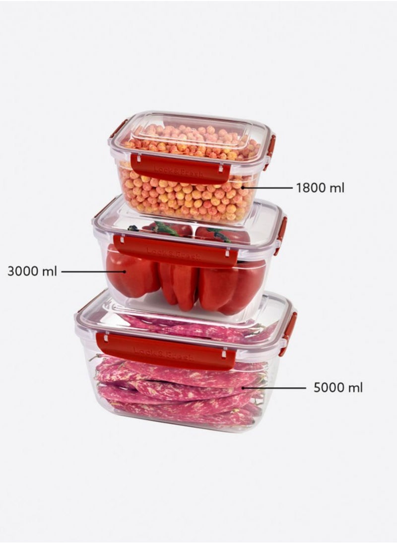 Dunia Fresh & Lock Rectangular 3-Piece Plastic Cans Set for Refrigerator with Airtight Lid - Storage Solution - BPA-Free | Lead-Free (1800-3000-5000 ML ) - pzsku/ZF107004D66C58247ABDCZ/45/_/1710974675/b3567955-1d9f-47c5-8bc6-88aaab39bb3c