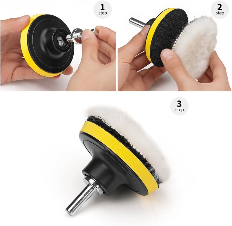 Petutu Car Foam Drill Polishing Pad Kit 22 PCS, 3 Inch Buffing Pads - Image 4