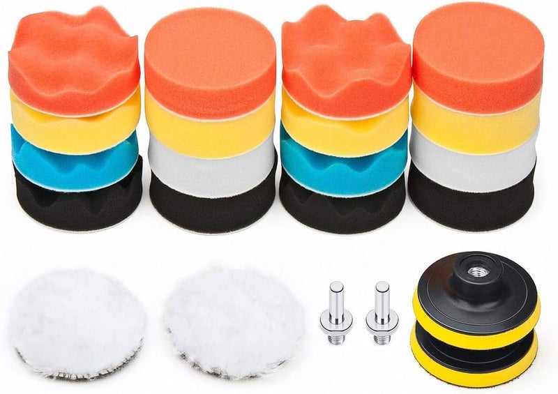 Petutu Car Foam Drill Polishing Pad Kit 22 PCS, 3 Inch Buffing Pads - Image 1