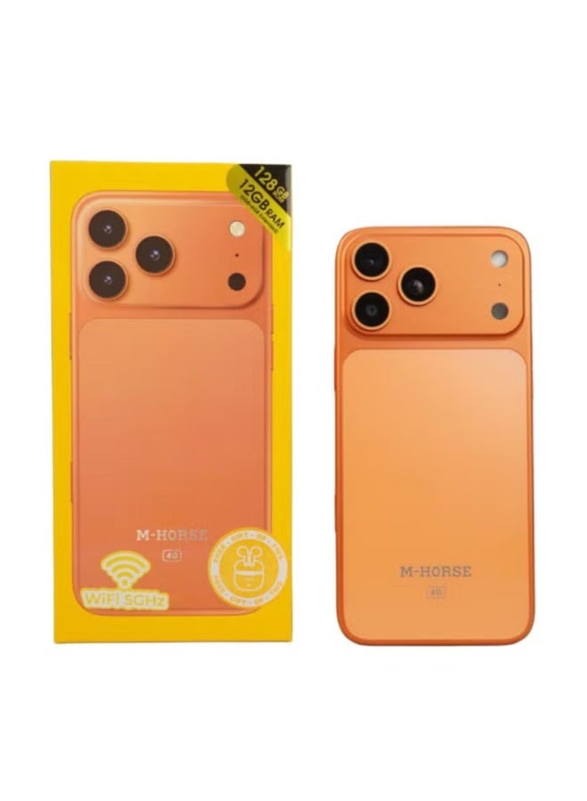 M-HORSE 17 Pro Max Smartphone, 12GB RAM, 128GB Storage, Full HD+ Display, Multi-Lens Camera, Fast Charging – Orange - Image 1