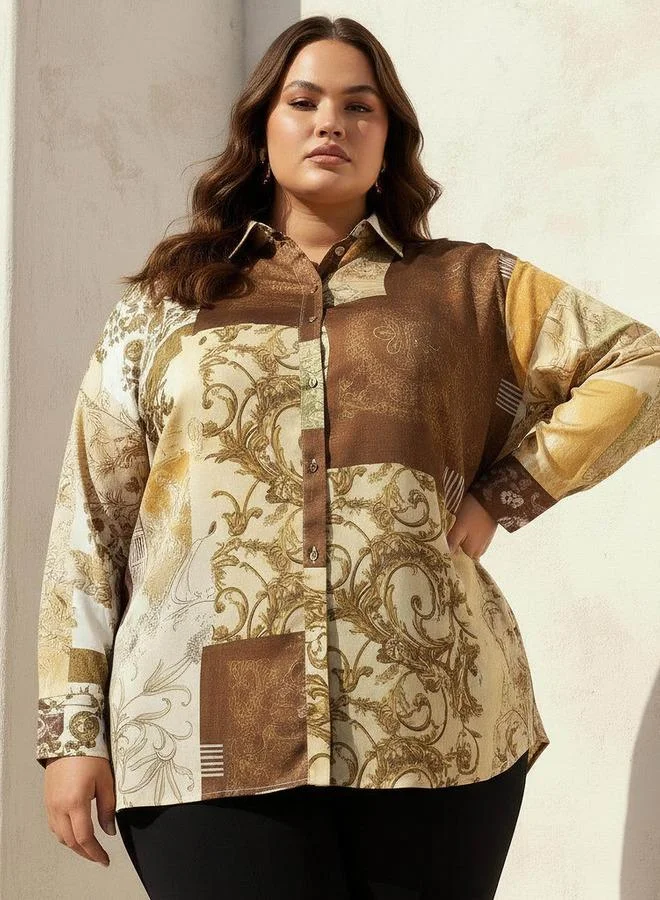  أولا بوبكن Ulla Popken Relaxed Fit Shirt with Patch Print