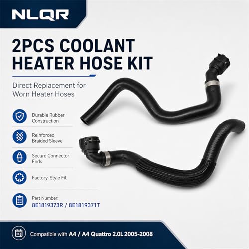 NLQR 2PCS Coolant Heater Hose Heater Core to Pipe Fit for Audi A4 A4 Quattro 20L 20052008 Replace 8E1819373R 8E1819371T - Image 3