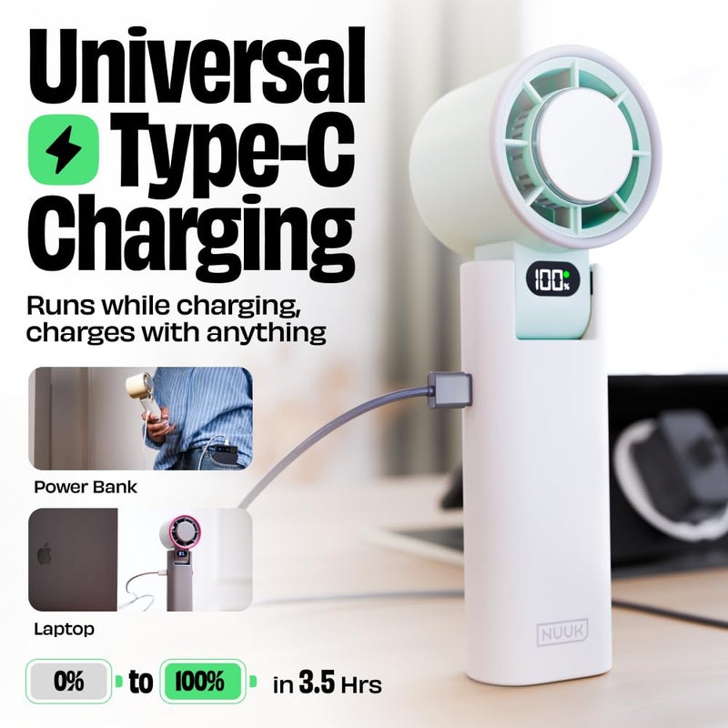 NUUK BFF Personal Hand Fan, 13000 RPM with IceTouch™ | 3600 mAh USB Rechargeable Battery [Up to 10H] | Portable Mini Fan | 100-Speed Dial | For Travel, Office, Makeup & Outdoor | 12-Month Warranty - Image 5