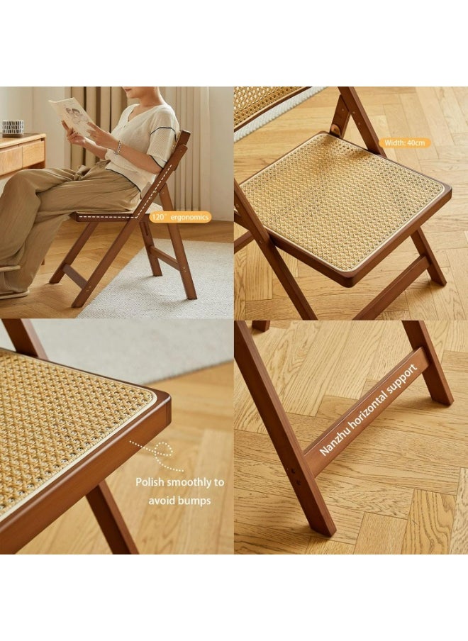 Generic Solid Wood Rattan Foldable Office Chair Folding Chairs Folding Chair Party Chairs Foldable Chairs Folding Office Chair Lifetime Foldable Chair Lawn Chairs Folding 150kg  - Image 4