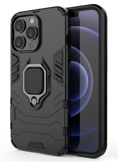 RICOONLINE Protective Phone Case Cover for iPhone13 Pro with Ring Stand Black  - Image 1