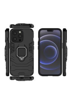 RICOONLINE Protective Phone Case Cover for iPhone13 Pro with Ring Stand Black  - Image 3