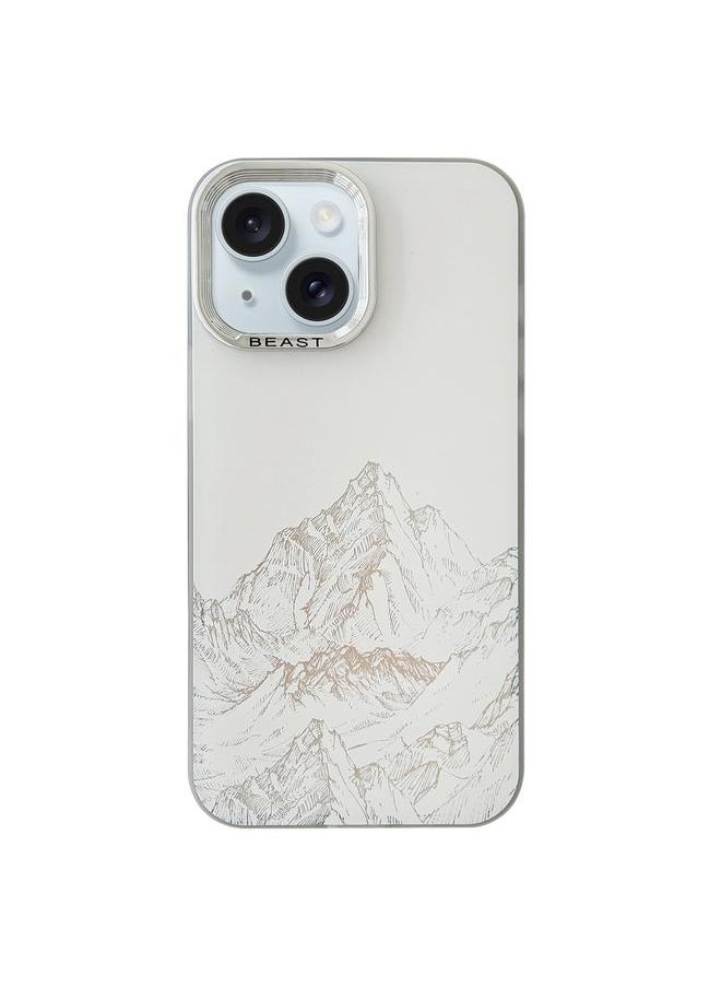 erorex - For iPhone 15 2 in 1 Aurora Electroplating Frame Phone Case(Snowy Mountains White) - Image 1