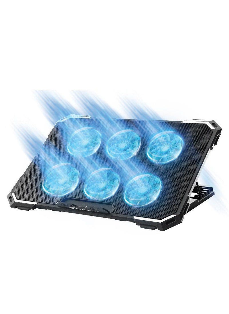 St - Standard ICE-06N  RGB Gaming Laptop Cooling Pad Stand – 6*blue Led Fans – UP to 17 Inch - Image 1