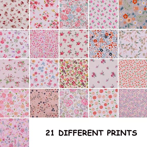 Hanjunzhao 42 pcs 10x10 inch Spring Floral Printed Cotton Fabric Squares for Baby Girl - Pastel Layer Cake Fabric Clearance - Layer Cakes 10 inch Squares for Quilting, Sewing, and Crafts - Image 5