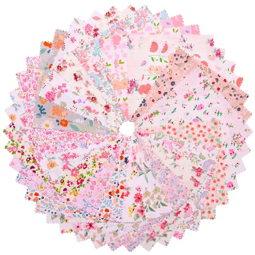 Hanjunzhao 42 pcs 10x10 inch Spring Floral Printed Cotton Fabric Squares for Baby Girl - Pastel Layer Cake Fabric Clearance - Layer Cakes 10 inch Squares for Quilting, Sewing, and Crafts - Image 2