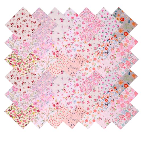 Hanjunzhao 42 pcs 10x10 inch Spring Floral Printed Cotton Fabric Squares for Baby Girl - Pastel Layer Cake Fabric Clearance - Layer Cakes 10 inch Squares for Quilting, Sewing, and Crafts - Image 3