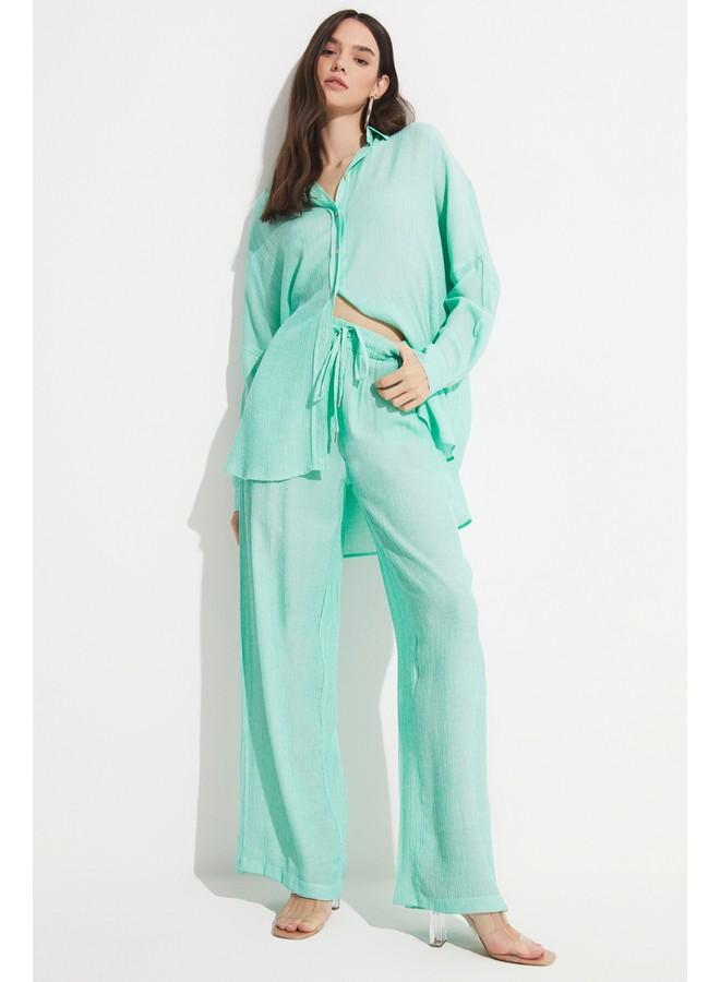 جون قميص كتان مزيج حصري لشهر يونيو - تركواز - Image 4