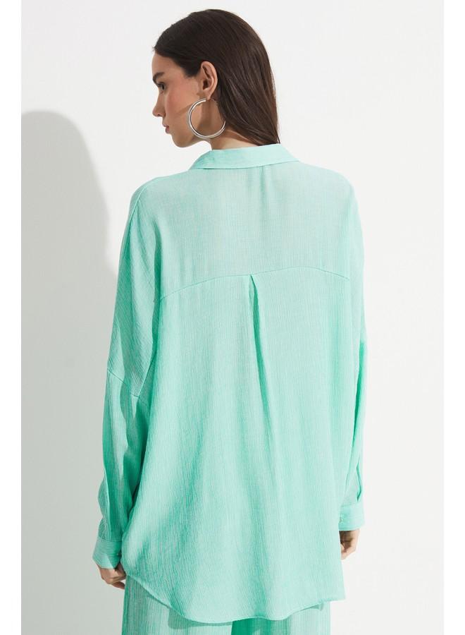 جون قميص كتان مزيج حصري لشهر يونيو - تركواز - Image 3