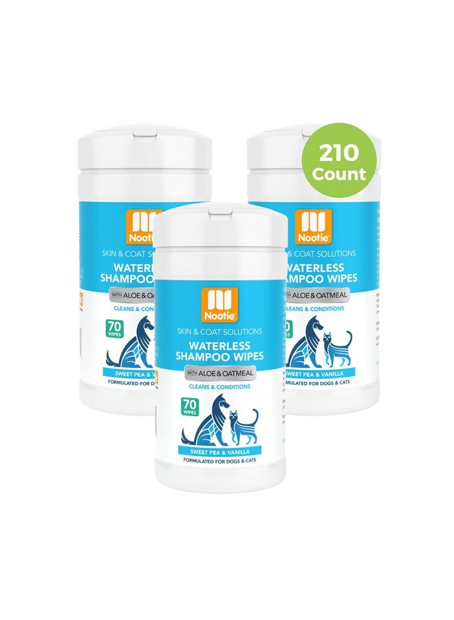 nootie Nootie Waterless Shampoo Wipes for Dogs & Cats - Value Pack, 210 Count - Long Lasting Sweet Pea Vanilla Fragrance - Sold in Over 10,000 Vet Clinics and Pet Stores Worldwide, Made in USA - Image 1