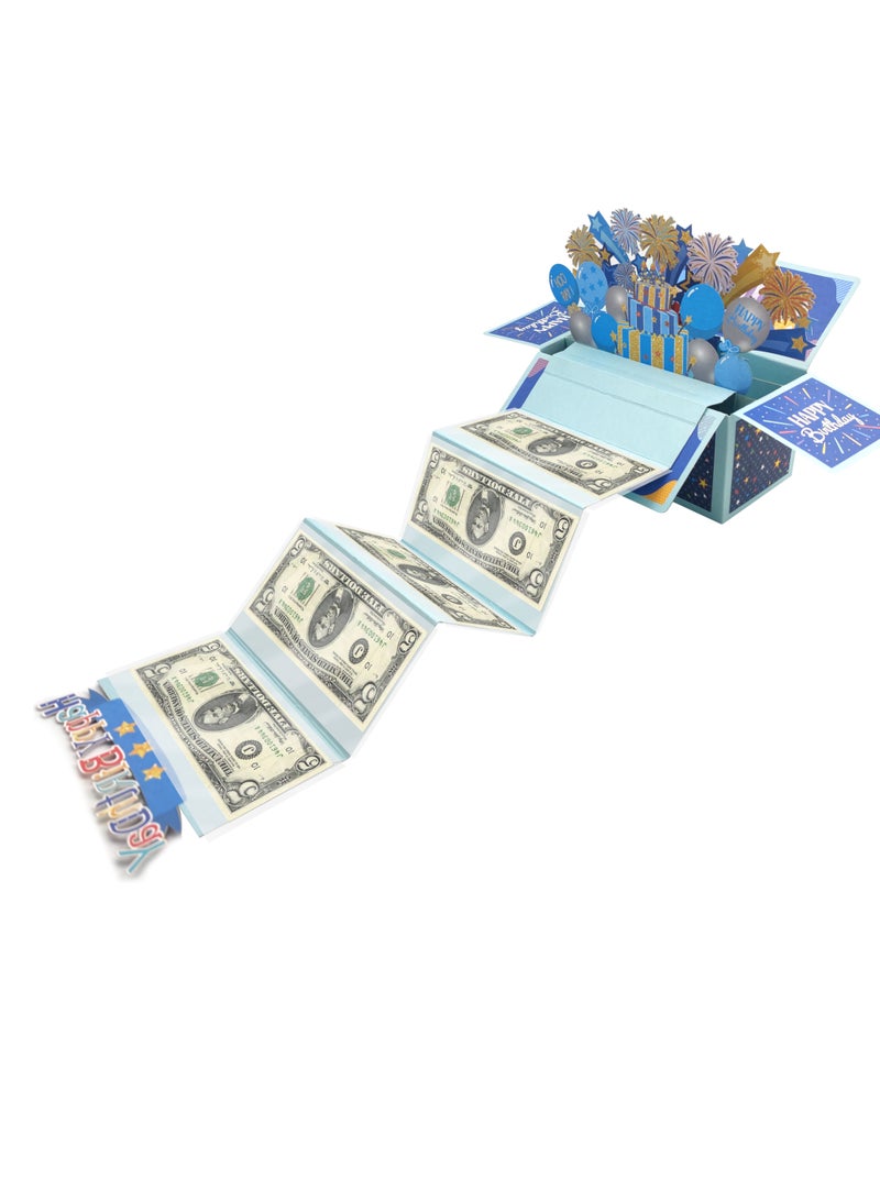 general Happy Birthday Money Gift Box , Blue Surprise Birthday Party Cash Gift Box with Pull Out Card for Women Girls, A Fun Way to Present Cash as Gifts - Image 2