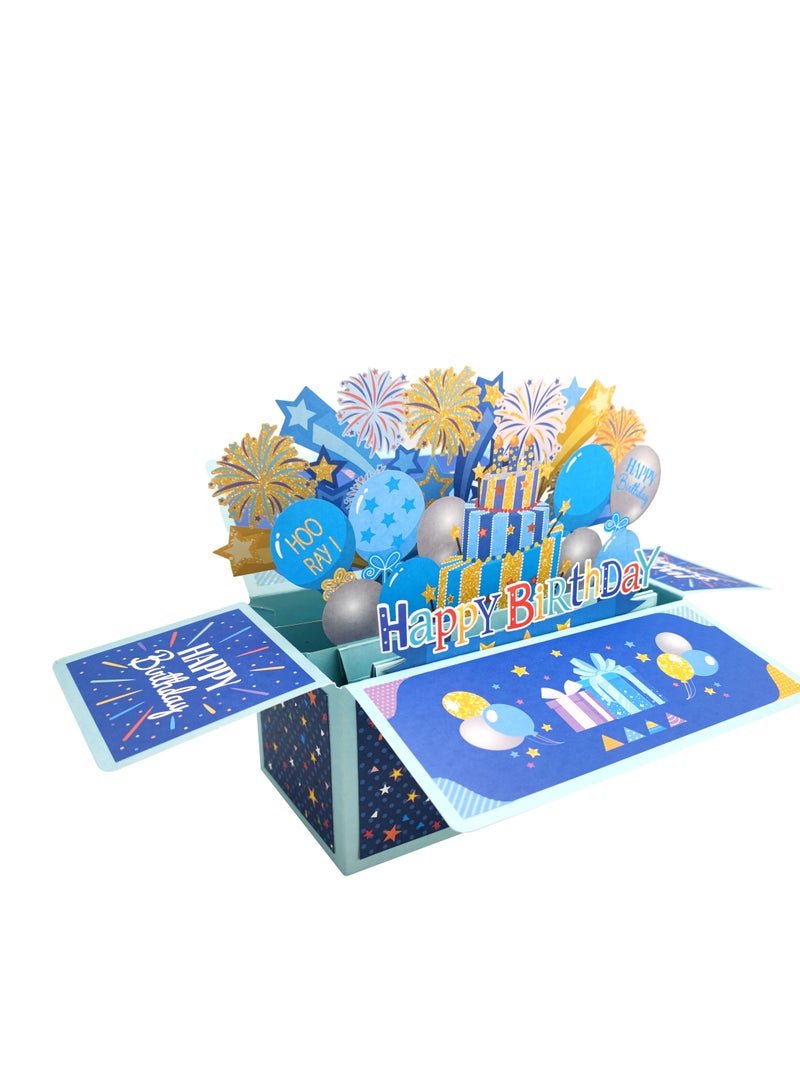 general Happy Birthday Money Gift Box , Blue Surprise Birthday Party Cash Gift Box with Pull Out Card for Women Girls, A Fun Way to Present Cash as Gifts - Image 3