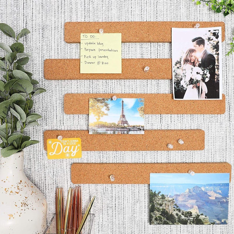 Infinite Curiosity Cork Board Strips for Walls - Easy Install Cork Strips - Borderless Bulletin Board - Photo & Note Display for Office & Classroom Decor - 11.95 x 1.5 in 6 Pack Brown - Image 2