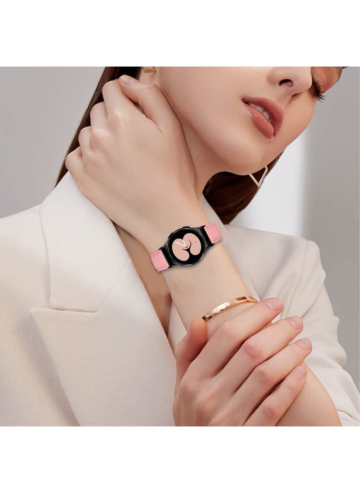 Watch Strap for Samsung Galaxy Watch7/6/6 Classic/5 Pro/5/4 Classic/4/FE Litchi Texture Leather Band with Black Buckle - Pink - Image 4