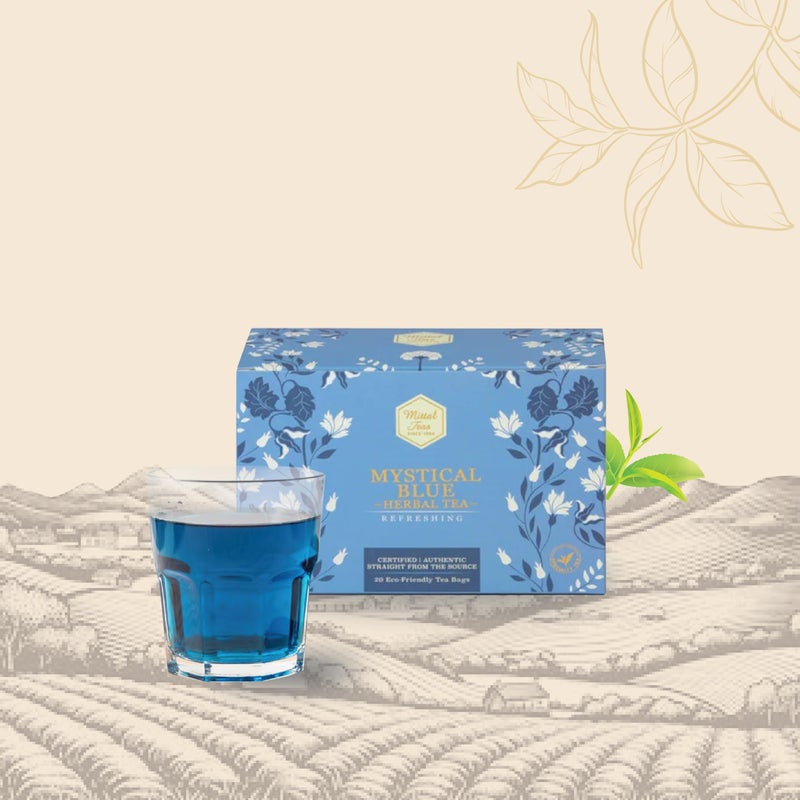 Mittal Teas Mystical Blue Herbal Tea | 20 Eco-Friendly Pyramid Bags | 100% Organic Butterfly Pea Flower | Antioxidant-Rich & Caffeine-Free | 40 GM - Image 1