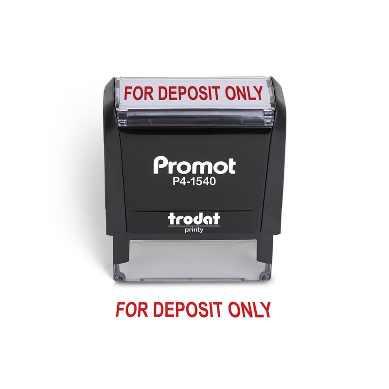 Promot Promot for Deposit Only Self Inking Rubber Stamp  Refillable Office Stamps  Business Bookkeeping Ordering Accounting Work Bank Deposit Stamper  Red Ink