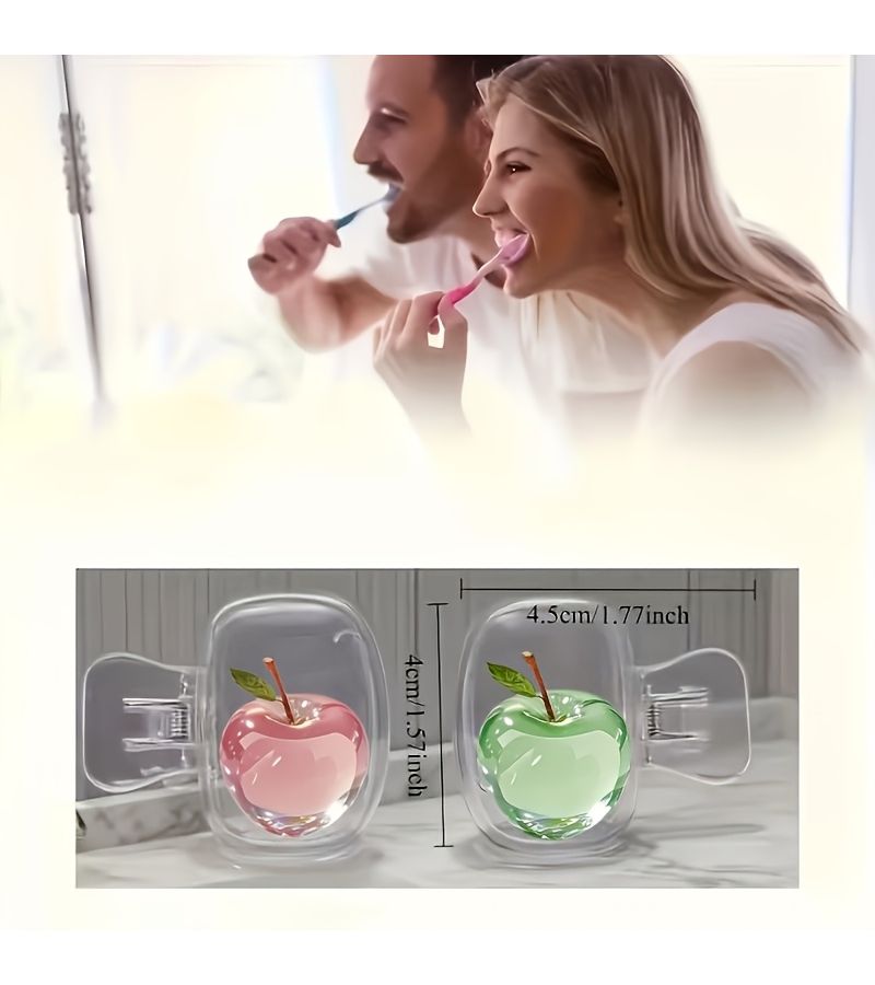 غطاء فرشاة أسنان محمول بتفاحة حمراء وخضراء وعلبة تخزين للسفر والمنزل - Image 3