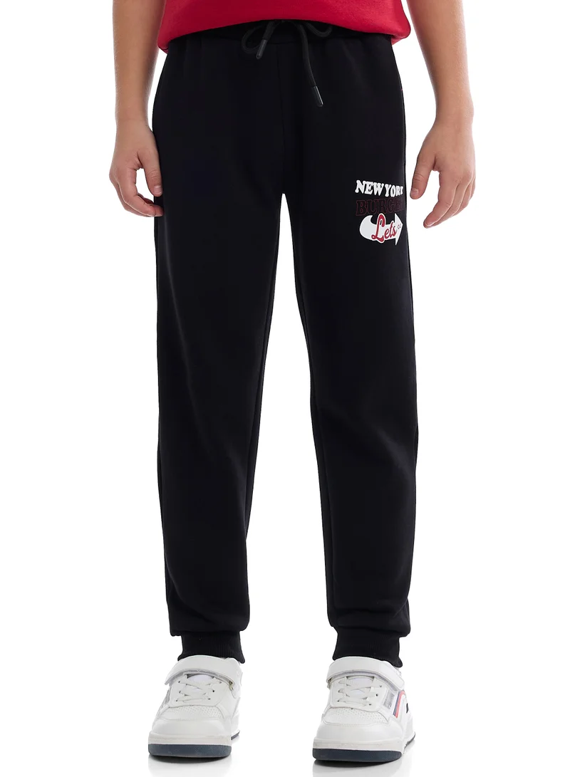 victor and jane Boys’ Trendy  Winter Tracksuit – Red Sweatshirt &amp; Black Joggers with NYC Print