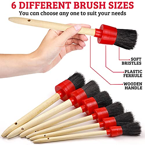 TAKAVU Complete Car Detailing Kit (12pc) - Detail Brushes, Wire Brushes, Vent Duster & Microfiber Towel for Wheels, Interior, Exterior, Engine Bay & Motorcycle Cleaning - Image 2