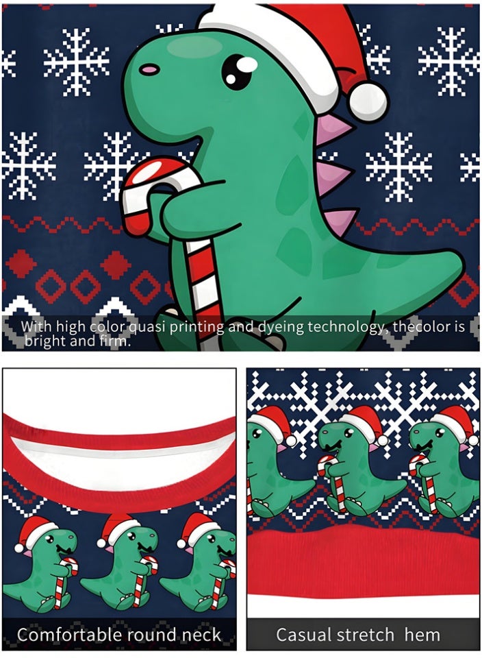 إسكدنيا جنس واحد عيد الميلاد القفز كرتون مطبوعة سترة سويتشرت الخريف الشتاء قمم الملابس - Image 3