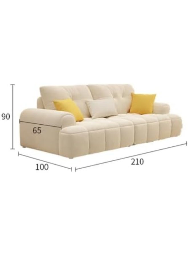 Comfynest Modern Anti Cat Scratch Fabric Sofa with Wood Frame and Foam Seat (Off-White, 211cm)  - Image 2