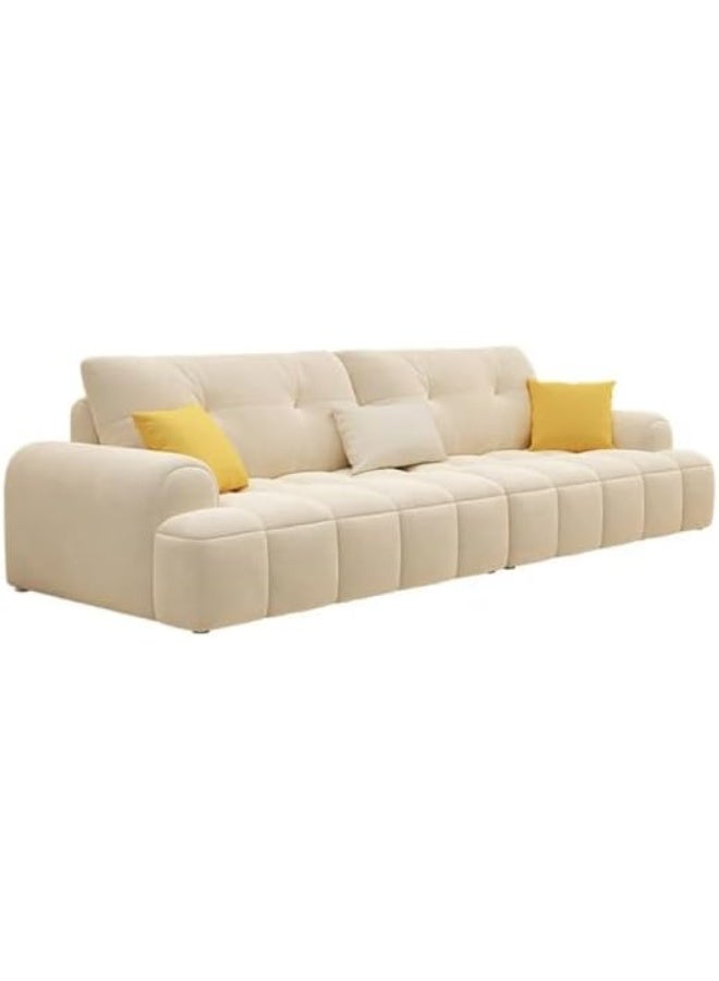 Comfynest Modern Anti Cat Scratch Fabric Sofa with Wood Frame and Foam Seat (Off-White, 211cm)  - Image 3