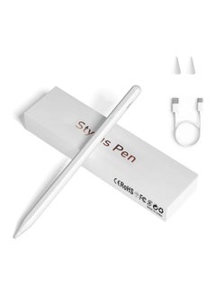 Generic قلم ستايلس لشاشات اللمس متوافق مع iPad، آيفون، سامسونج، أندرويد، التابلت والشاشات الأخرى – بنهاية رفيعة – مع التصاق مغناطيسي – أبيض  - Image 1