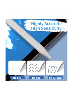 Generic قلم ستايلس لشاشات اللمس متوافق مع iPad، آيفون، سامسونج، أندرويد، التابلت والشاشات الأخرى – بنهاية رفيعة – مع التصاق مغناطيسي – أبيض  - Image 3
