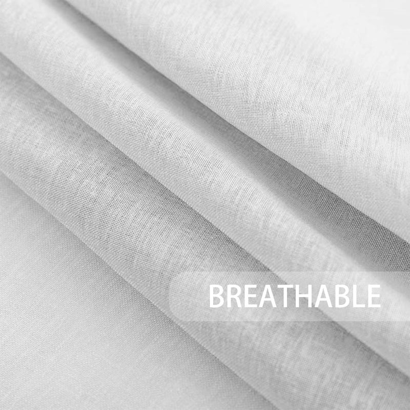 UPOPO White Valance 16 inches Long Sheer Curtain Toppers Living Room Bedroom Kitchen Voile Transparent Linen Textured Valance Curtain Small Short Mini Door Window Treatment 1 Panel Rod Pocket - Image 2