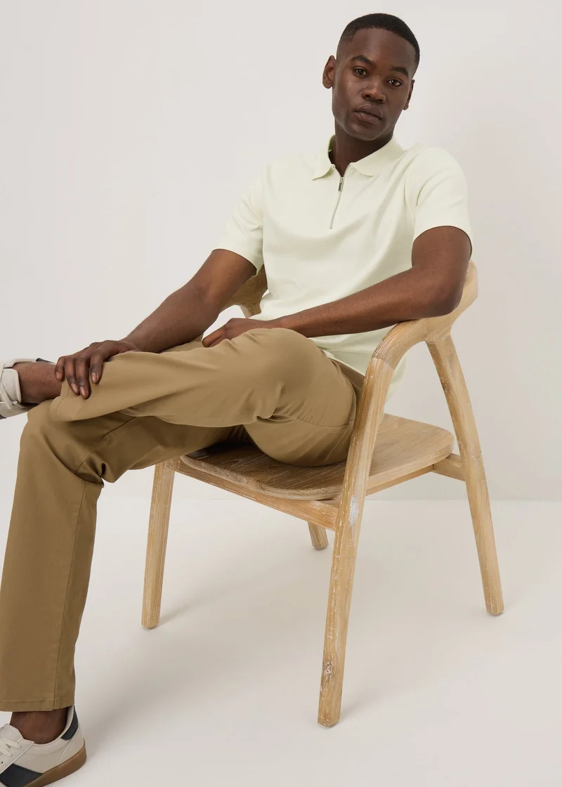 Matalan Cream Interlock 1/4 Zip Polo Shirt