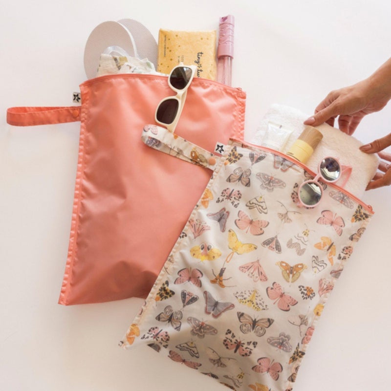 Tiny Twinkle Mess Proof Wet Bags | 2-Pack Reusable Waterproof Wet Bags for Swimsuits | Baby Clothes | Travel & Diaper Bag (Flutter) - Image 5