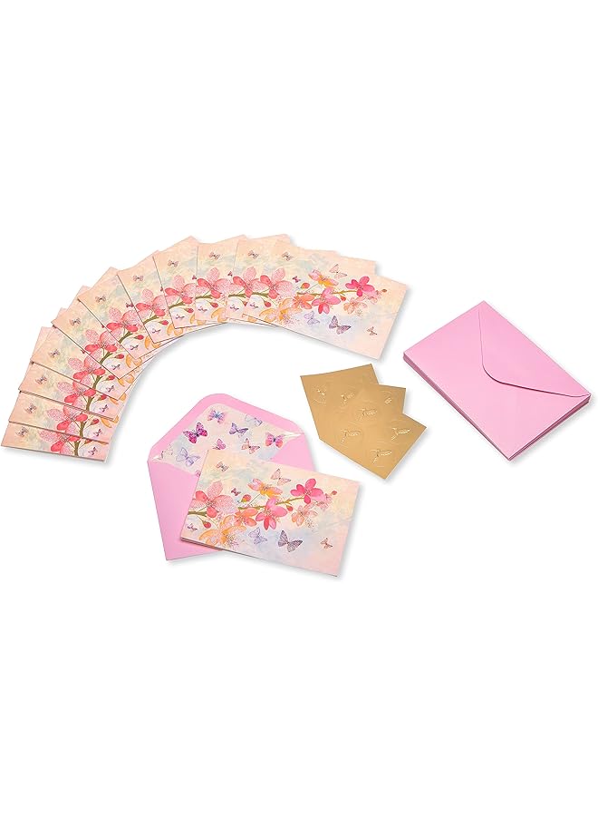 Papyrus Blank Cards With Envelopes For Thank You Birthday Thinking Of You And All Occasions Blossoms 12 Count - Image 2