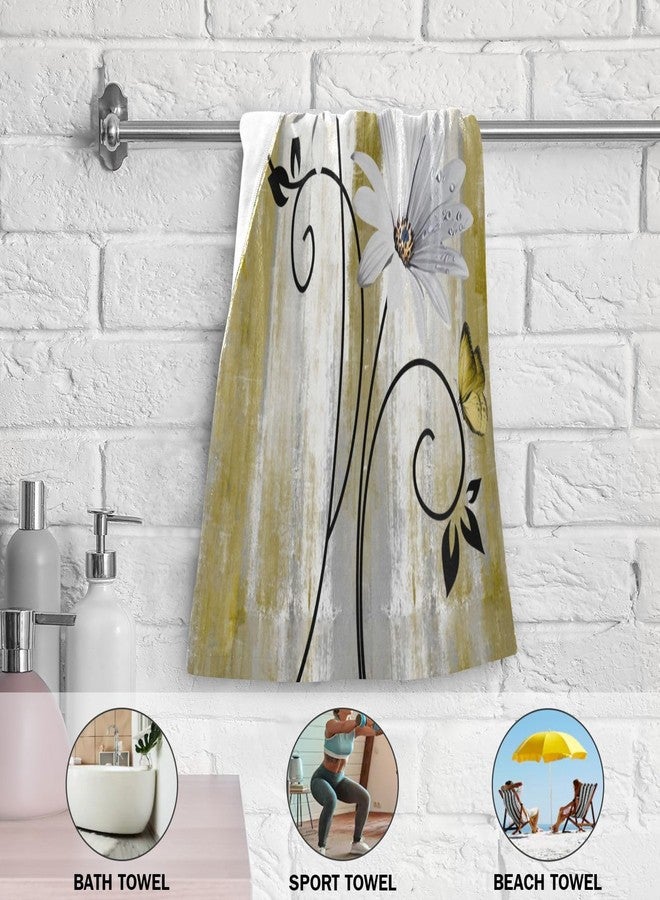 AIYOOLER Yellow White Daisy Hand Towels for Bathroom Set of 2 Soft Absorbent Rustic Flower Butterfly on Country Wood Small Bath Towels Decorative Farm Kitchen Dish Towel Guest Bathroom Towels 28x14in - Image 5