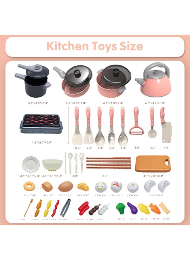 61Pcs Kids Kitchen Toy Accessories Set,Toddler Pretend BBQ Cooking Playset with Pots and Pans, Utensils Cookware, Cut Play Food Set, Toy Vegetables, Play Kitchen for Girls and Boys - Image 4