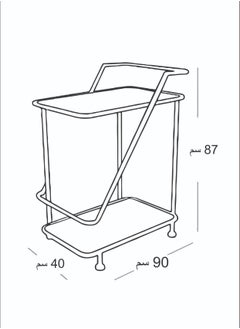 fan baytk "A stylish three-tier serving cart made of black iron with glass, the third tier is divided into two circular pieces. The cart is 87 cm high, 90 cm long and 40 cm wide. Its circular design adds an aesthetic and modern touch, making it ideal for serving food and drinks at parties and special occasions."  - Image 4