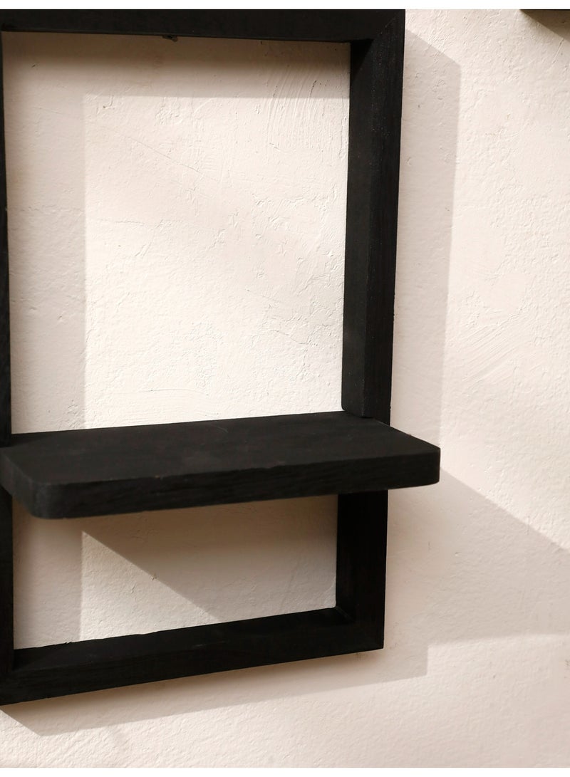 1-Piece Black Rectangular Wooden Wall Shelf, Modern Minimalist Wall Hanging Rack for Plants, Vases, or Decorative Objects - Image 3