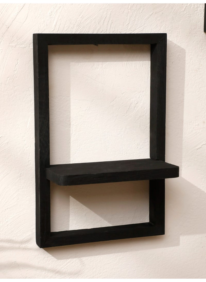 1-Piece Black Rectangular Wooden Wall Shelf, Modern Minimalist Wall Hanging Rack for Plants, Vases, or Decorative Objects - Image 5