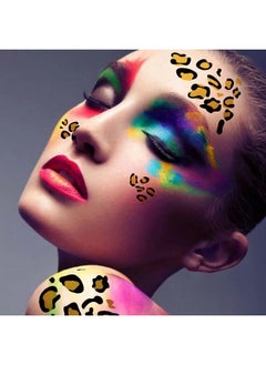 Leopard Print Face Tattoo, 6-Sheet Fake Cheetah Temporary Tattoos Whisker Tattoos Leopard Print Tattoos Temporary for Halloween Costume Accessories and Parties Men Women Kids Body Makeup