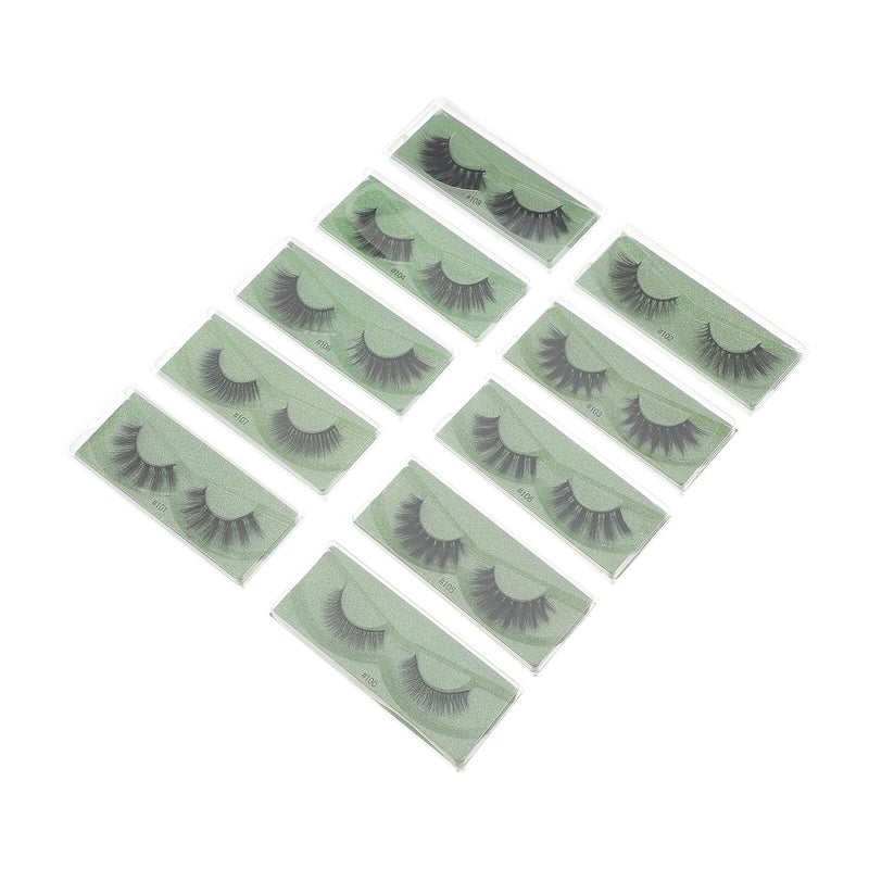 10 Pairs Mixed Styles Faux Eyelashes Colored Base Voluminous Curly False Lashes Set for Makeup and Natural Look Assorted style - Image 1
